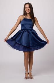 Un Deux Trois Satin Peek-a-boo Party Dress