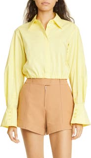 Simkhai Blythe Cotton Blend Poplin Bubble Shirt