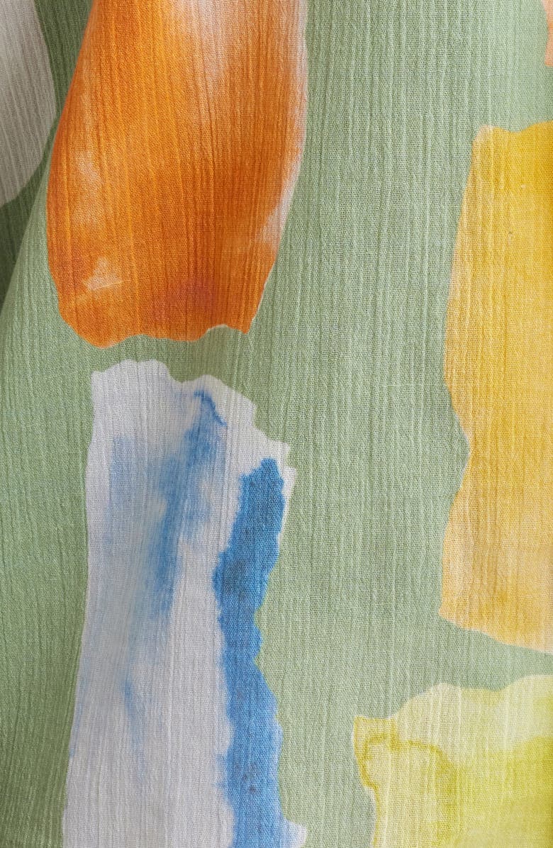 Obey Jems Abstract Print Cotton Seersucker Camp Shirt, Alternate, color, Lily Pad Multi