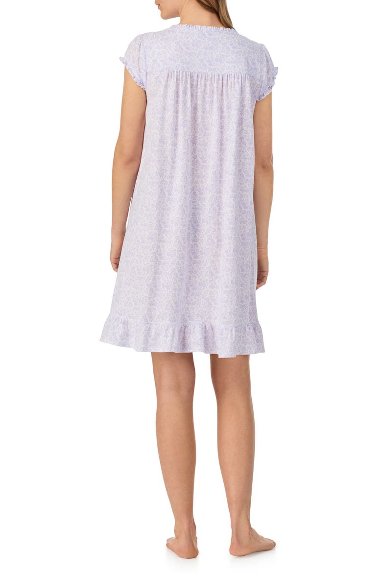 Floral Cap Sleeve Short Cotton Jersey Nightgown, Alternate, color, WHITE/ LILAC