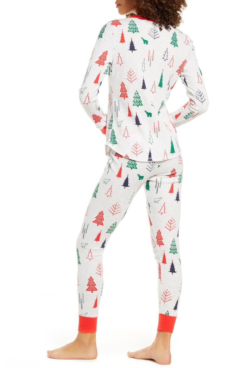Thermal Pajamas, Alternate, color, GREY LIGHT HEATHER FOREST