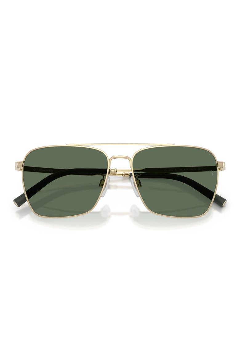x Roger Federer R-15 Polarized 56mm Square Sunglasses, Alternate, color, BRUSHED GOLD / POLAR