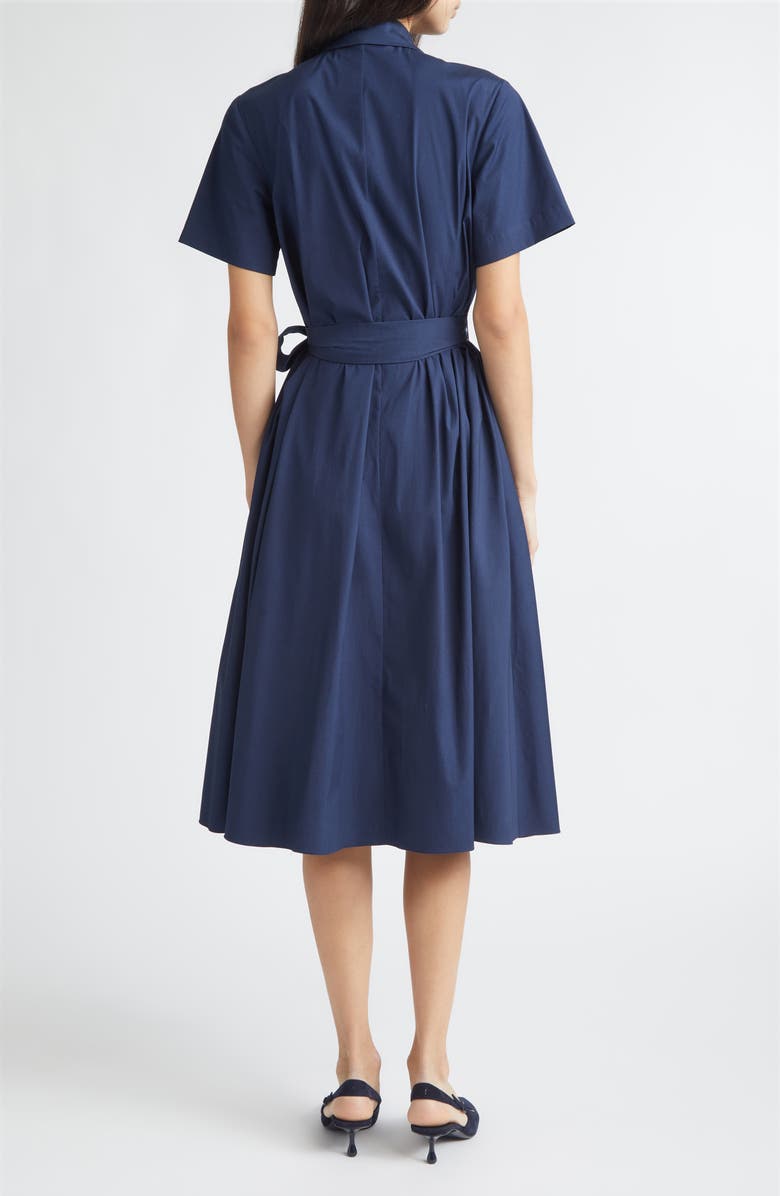 Carolina Herrera Floral Embroidered Midi Stretch Cotton Shirtdress, Alternate, color, Midnight