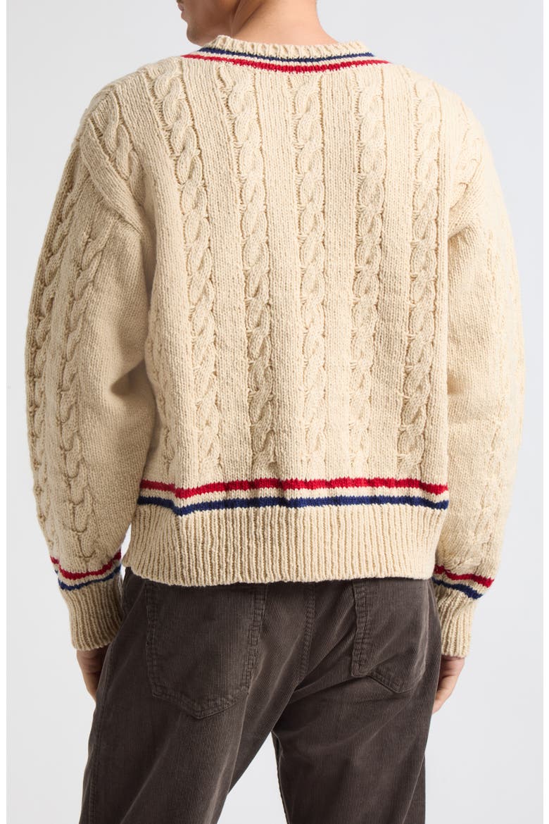 Collegia Cable Knit V-Neck Wool & Cashmere Sweater, Alternate, color, IVORY