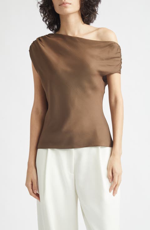 Veda Ruched One-Shoulder Top