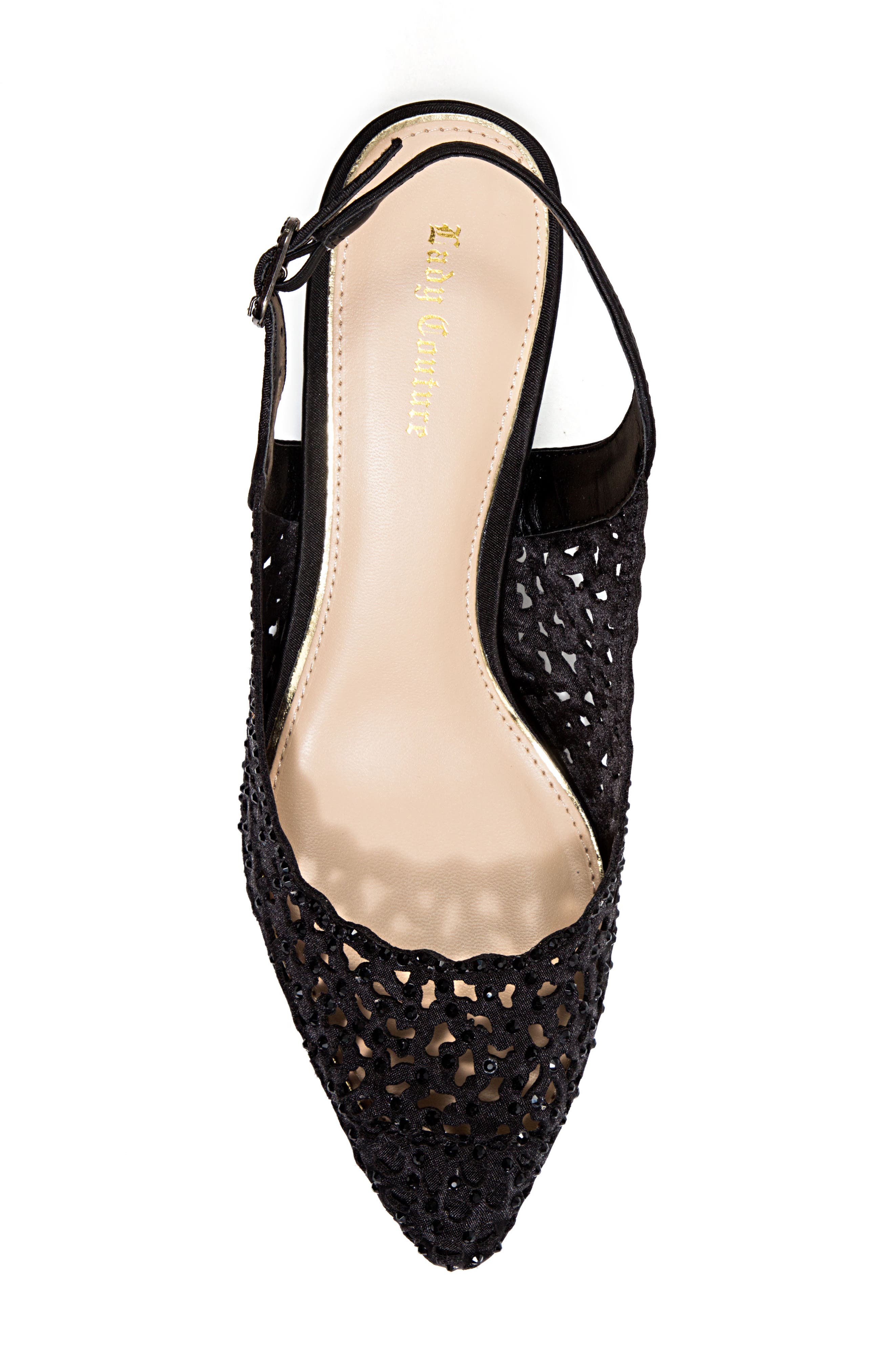 LADY COUTURE Rhinestone Laser Cut Slingback Pump, Alternate, color, Black