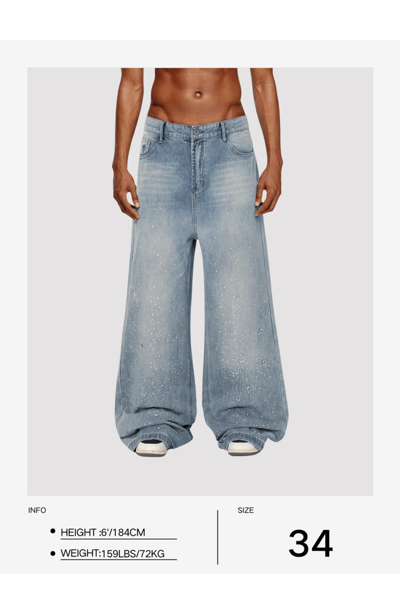 AELFRIC EDEN Rhinestone Baggy Jeans, Alternate, color, Blue