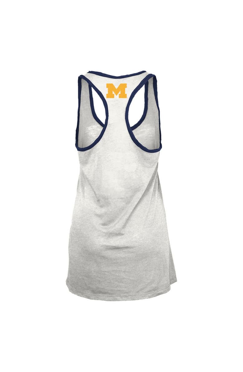 PRESSBOX Women's Pressbox White/Navy Michigan Wolverines Tracy Racerback Burnout Tank Top, Alternate, color, White