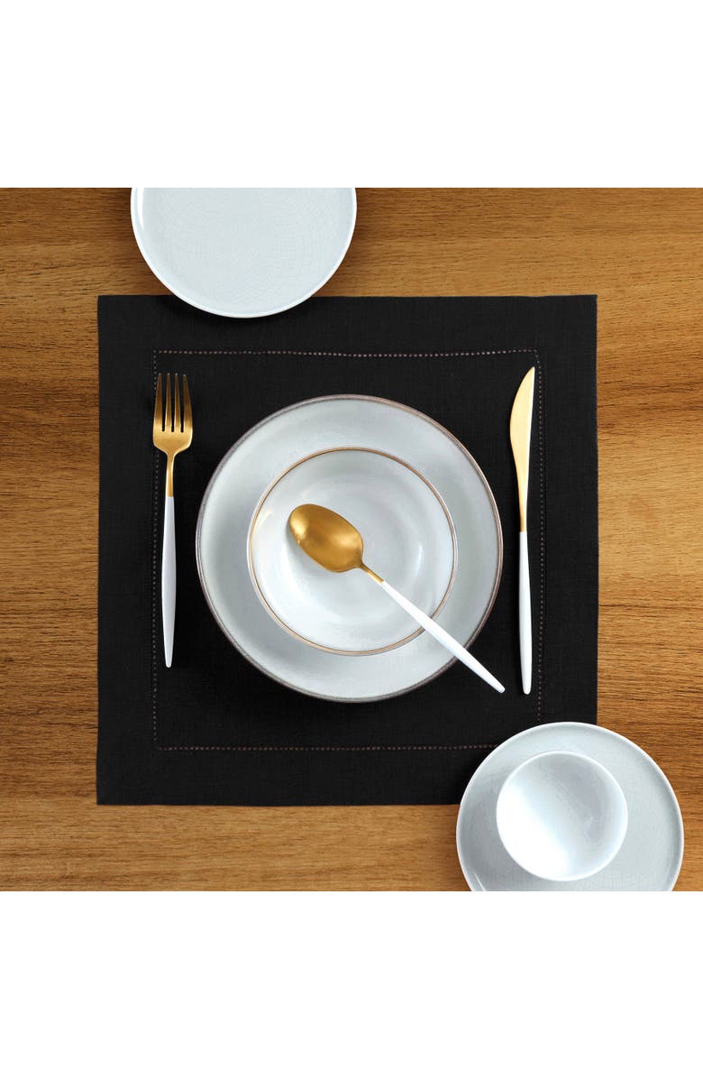 Solino Home Linen Square Placemats - Classic Hemstitch, Alternate, color, Black