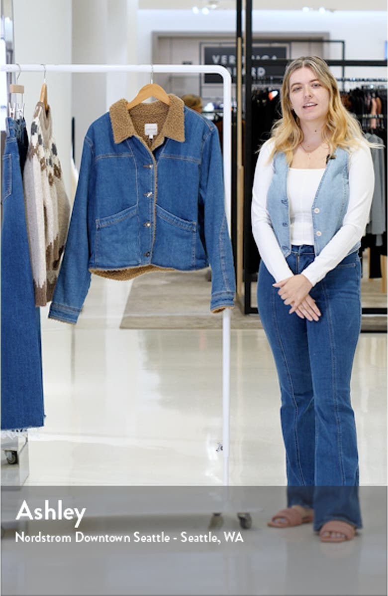 The Bridget Denim Trucker Jacket with Faux Shearling Lining, sales video thumbnail