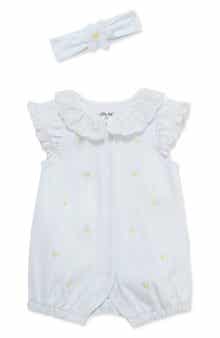 Little Me Daisies Embroidered Romper & Headband