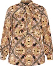 City Chic Mylah Print Tie Neck Shirt