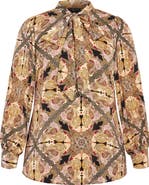 City Chic Mylah Print Tie Neck Shirt