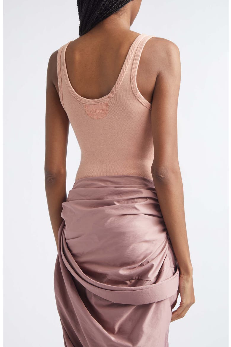 Cutout Flatlock Rib Cotton Jersey Henley Tank, Alternate, color, CORAL SAND