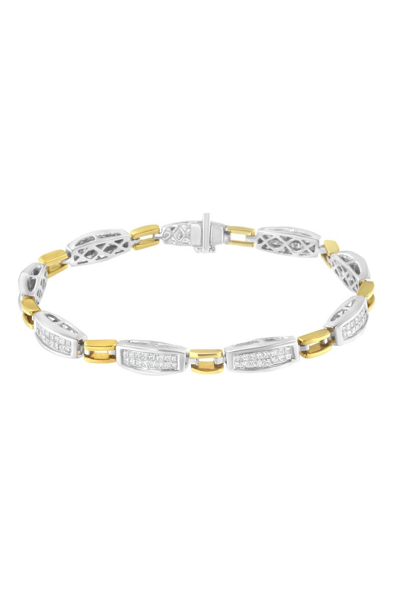 14K Gold 2.0 Cttw Diamond Tapered and Equal Sign Link Bracelet, Alternate, color, Yellow