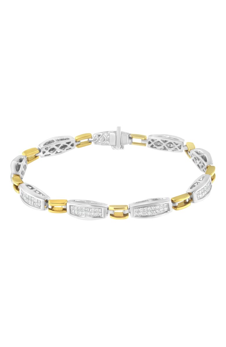 Haus of Brilliance 14K Gold 2.0 Cttw Diamond Tapered and Equal Sign Link Bracelet, Alternate, color, Yellow