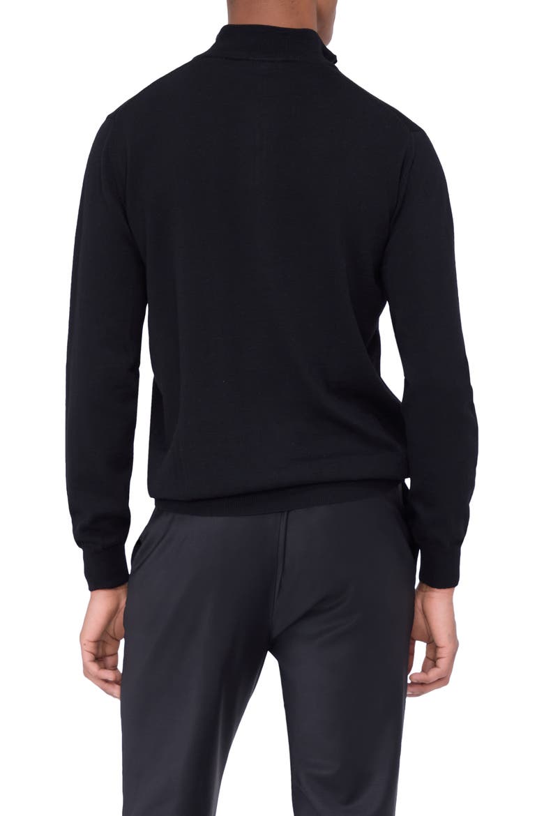 Merino Wool Quarter Zip Pullover, Alternate, color, BLACK