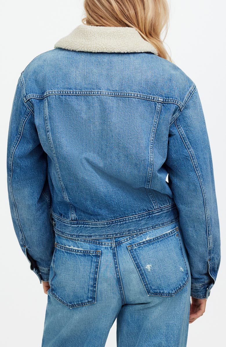 Madewell Fleece Collar Jean Jacket, Alternate, color,