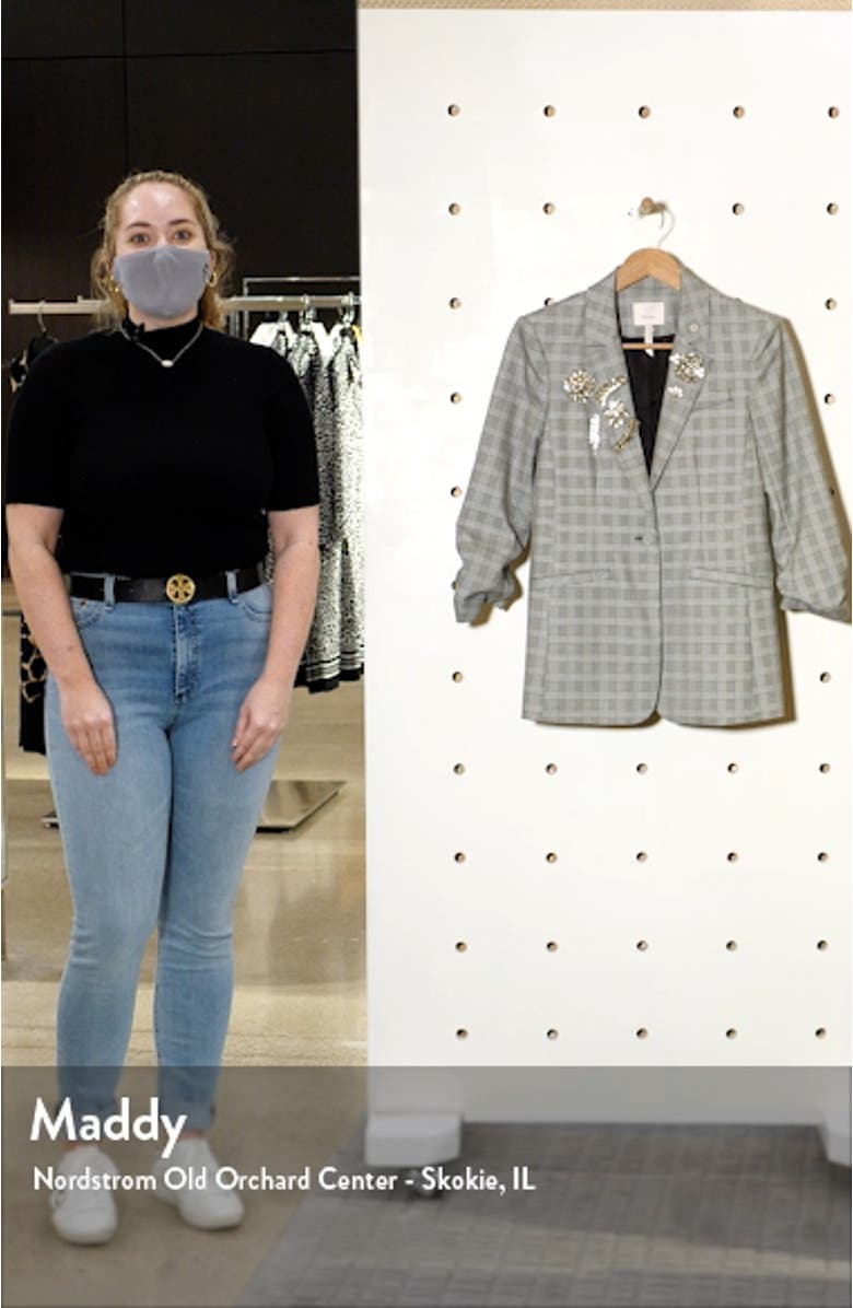 Khloe Brooch Detail Houndstooth Check Blazer, sales video thumbnail