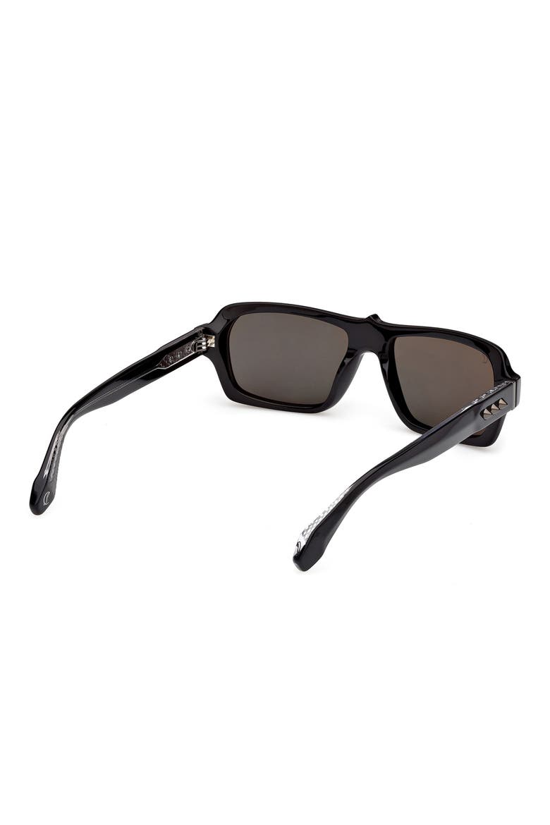 56mm Rectangular Sunglasses, Alternate, color, BLACK GUNMETAL / ZEISS SMOKE