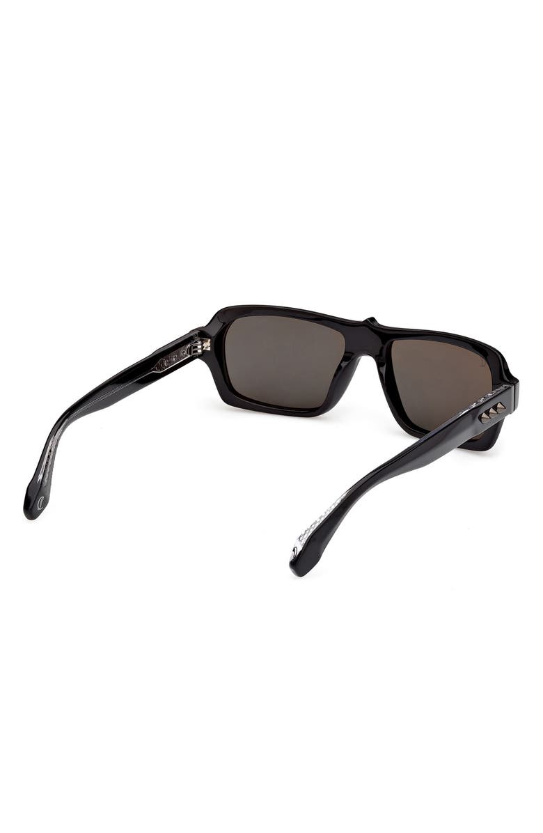 Christian Louboutin 56mm Rectangular Sunglasses, Alternate, color, Black Gunmetal / Zeiss Smoke