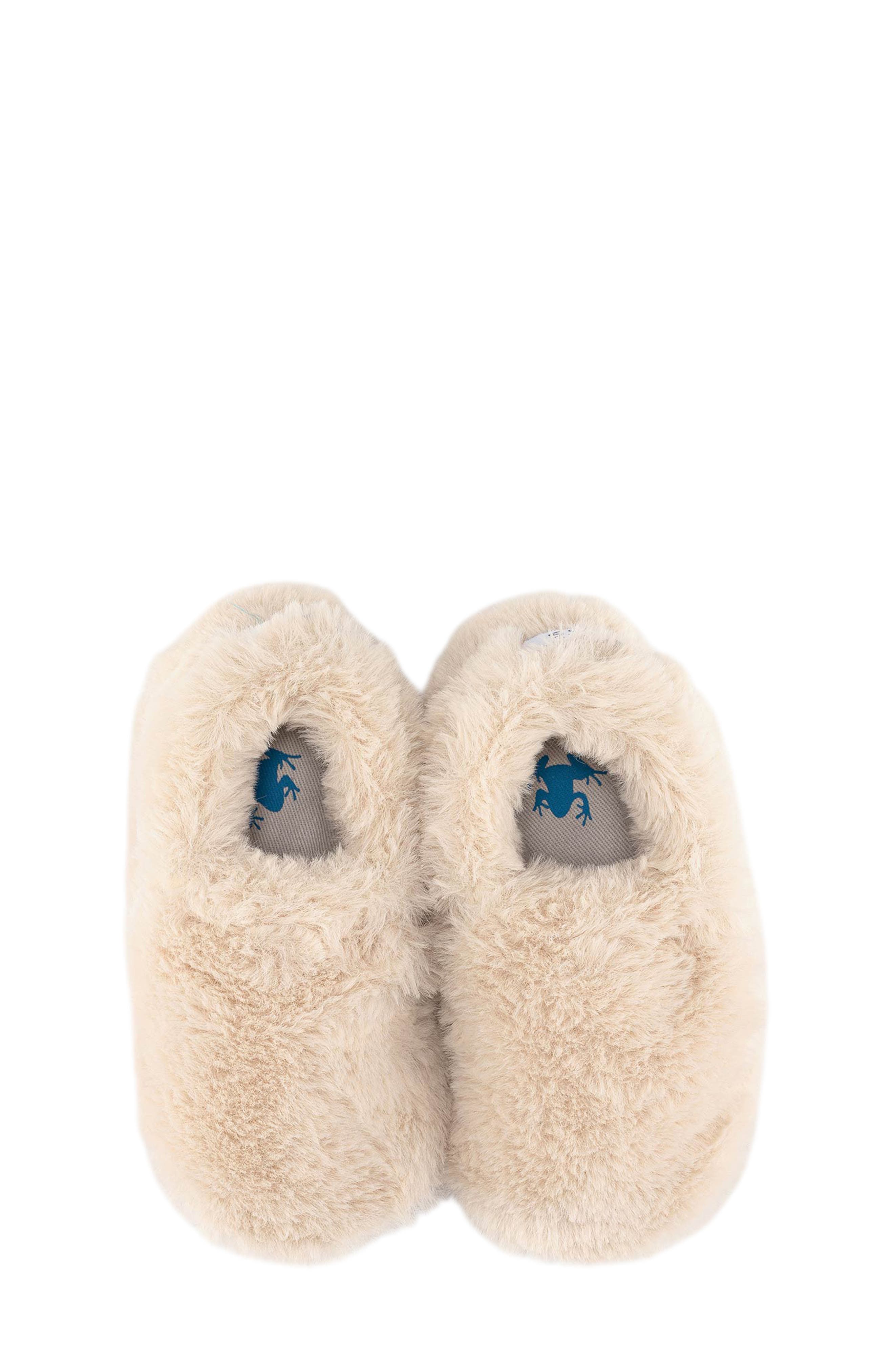 Hopfrög Kids Furry Furry Faux Fur Slipper, Alternate, color, Off-White