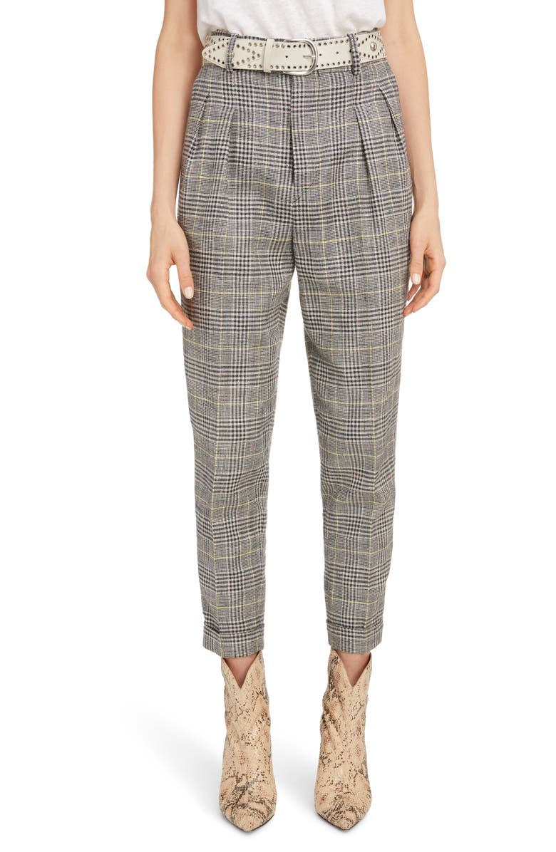 Isabel Marant Linen & Silk Blend Pleated Pants, Main, color, 