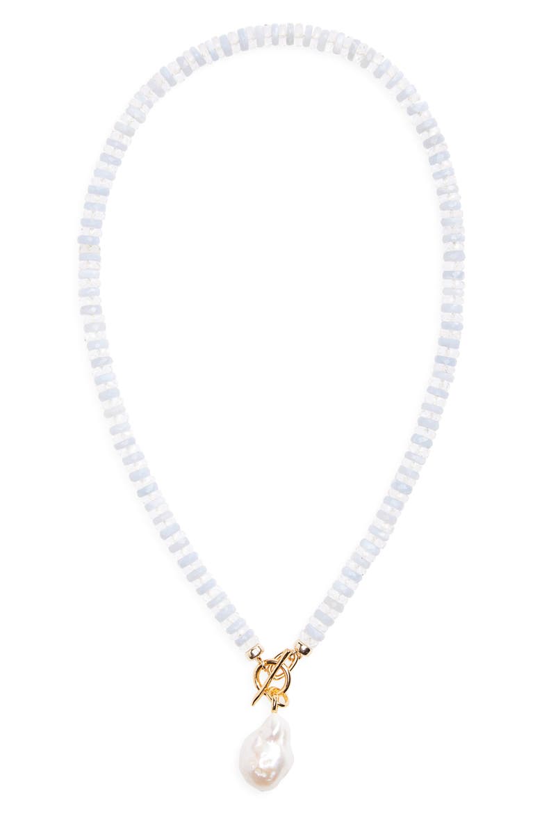 Pearl Isle Beaded Toggle Necklace, Main, color, BLUE