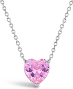 In Season Jewelry Prong CZ Birthstone Heart Necklace