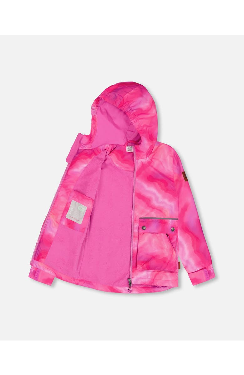 Deux par Deux Girl's Hooded Parka Printed Fuchsia Marble, Alternate, color,