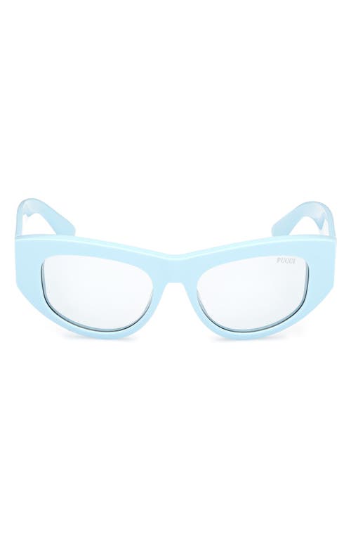 Emilio Pucci 54mm Geometric Sunglasses in Porcelain Blue /Sky Blue 