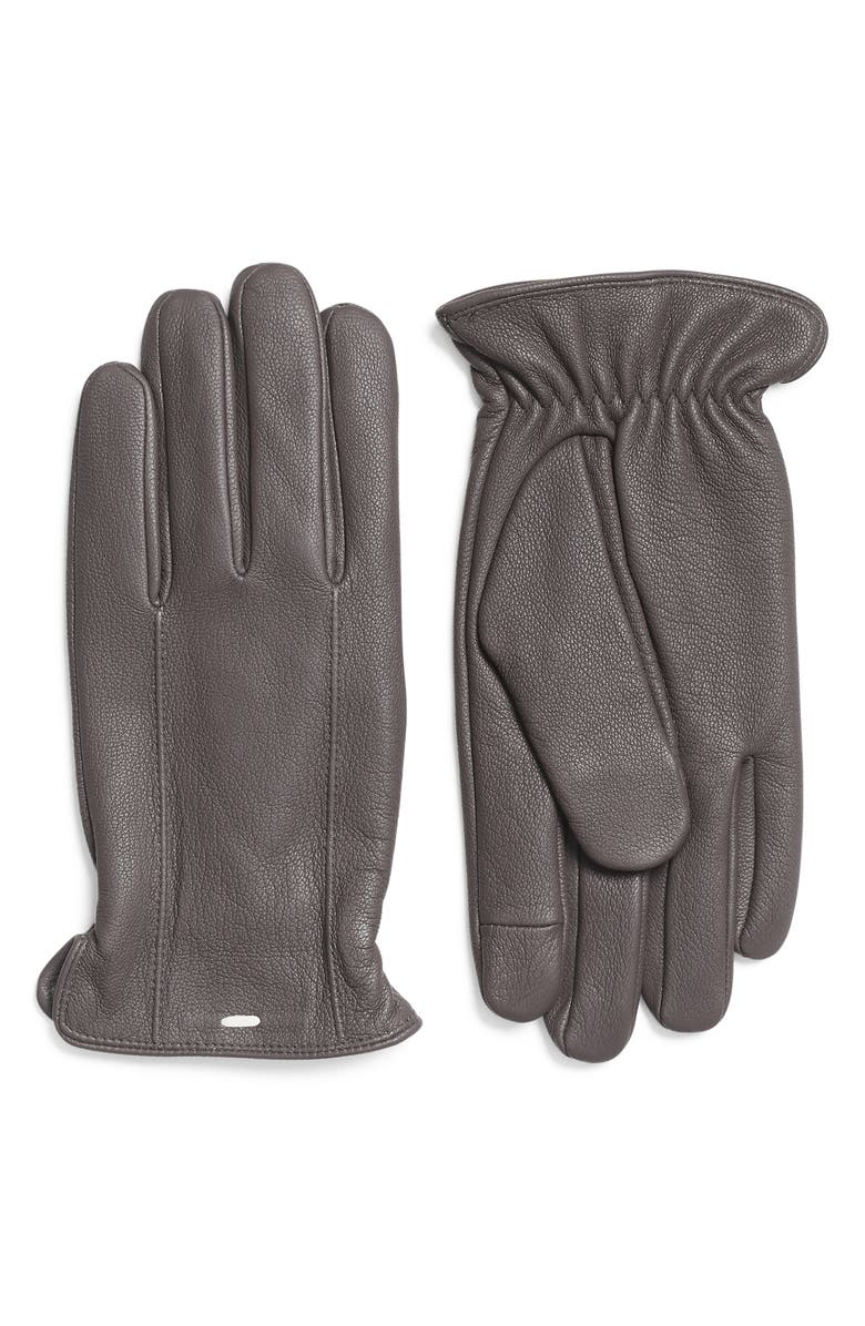 rag & bone Evan Leather Gloves, Main, color, Dark Grey