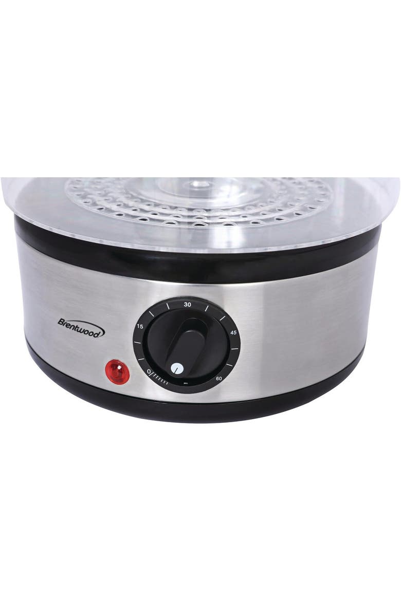 Food Steamer, Alternate, color, STAINLESS STEEL AND BLACK