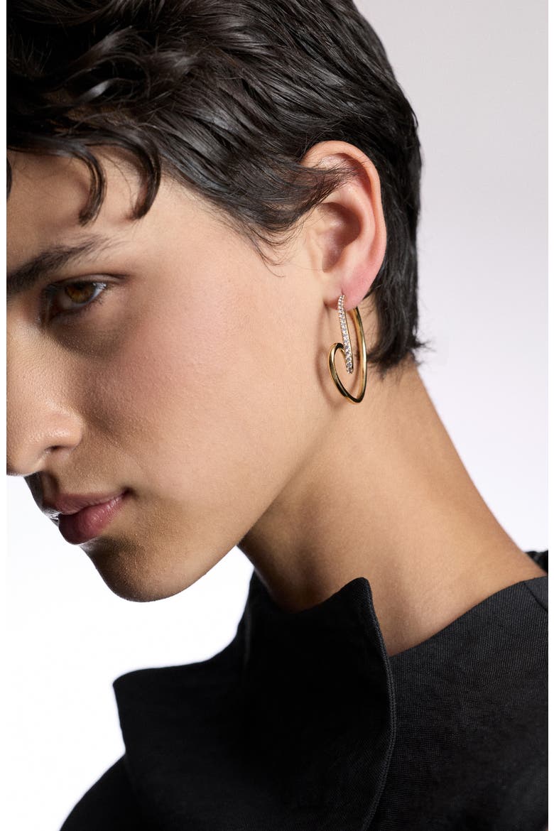 Muse Pavé Cubic Zirconia Swirl Hoop Earrings, Alternate, color, GOLD