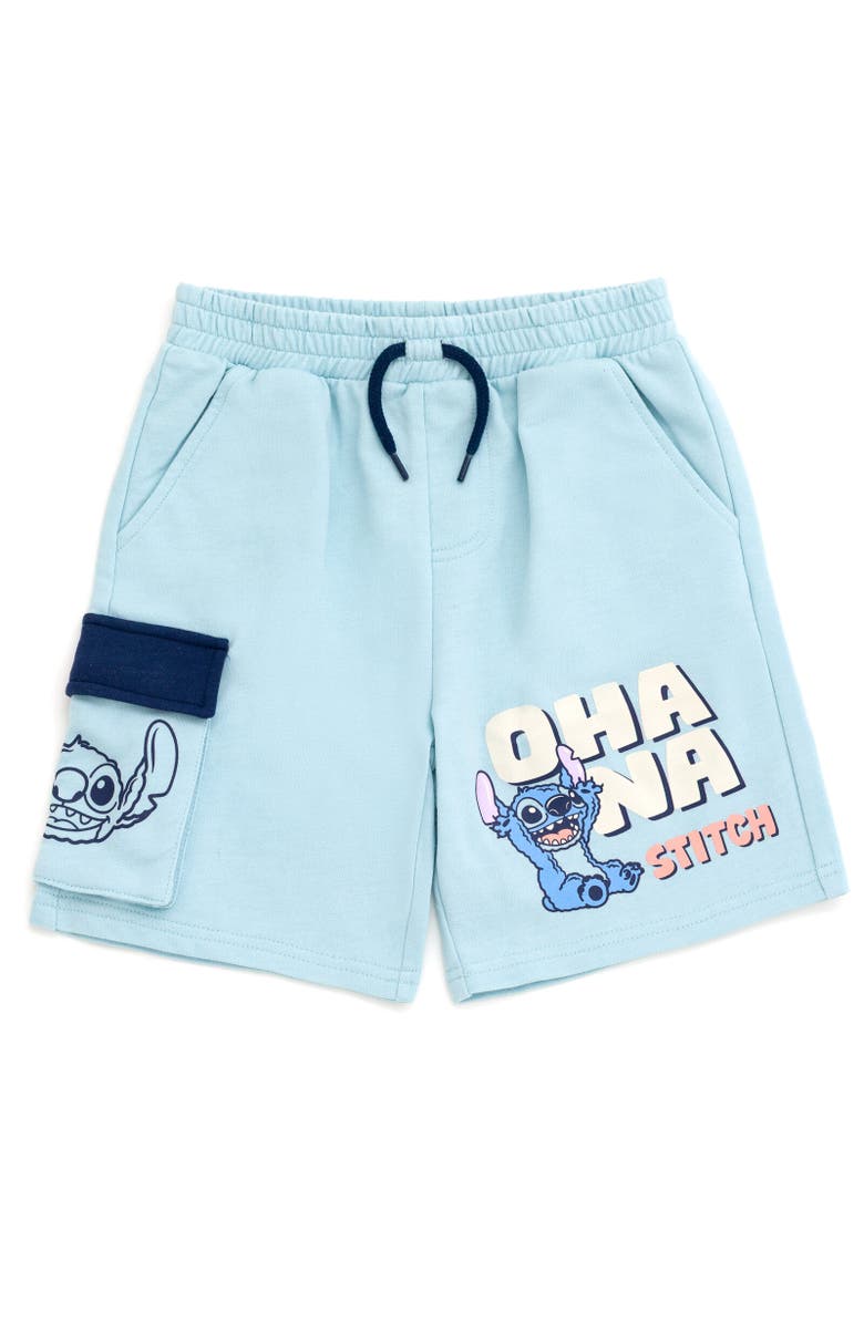 Disney Short Sleeve Hoodie & Shorts Set, Alternate, color, Lilo & Stitch Blue