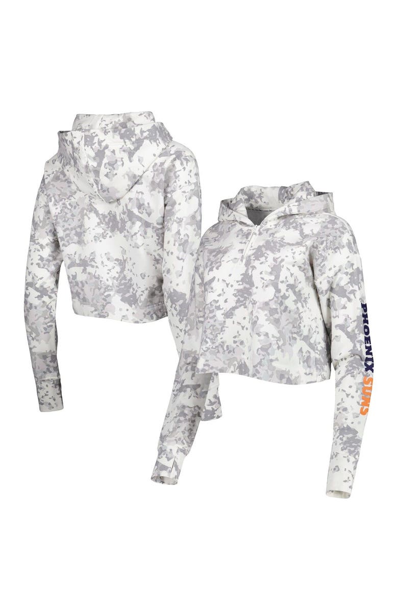 LUSSO Women's Lusso Gray/White Phoenix Suns Maia Tri-Blend Cropped Quarter-Zip Top, Main, color, Gray