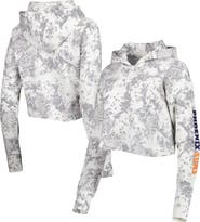 LUSSO Women's Lusso Gray/White Phoenix Suns Maia Tri-Blend Cropped Quarter-Zip Top