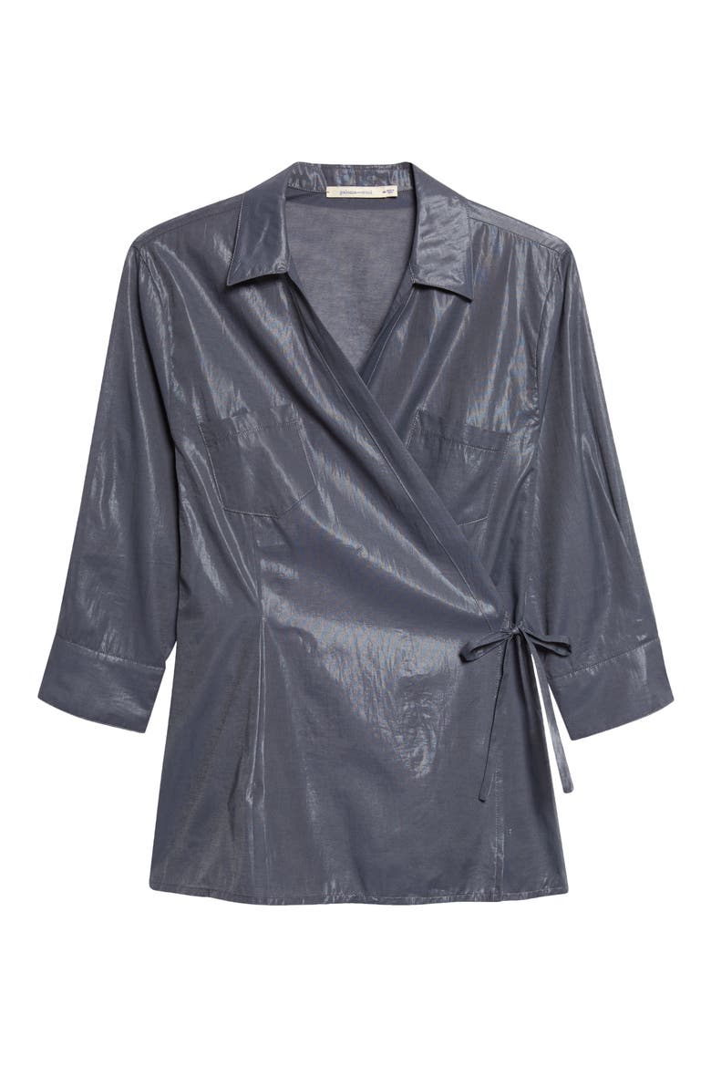 Ricer Organic Cotton Blend Wrap Shirt, Alternate, color, 135 - NAVY
