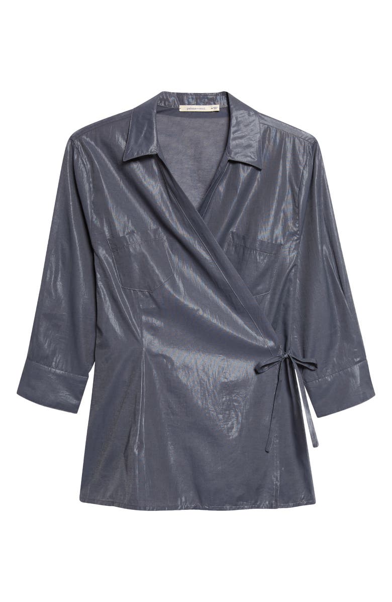 Paloma Wool Ricer Organic Cotton Blend Wrap Shirt, Main, color, 135 - Navy