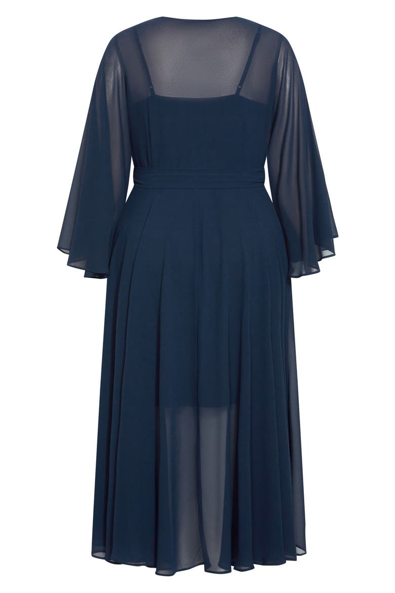 Fleetwood Long Sleeve Chiffon Wrap Dress, Alternate, color, TRUE NAVY