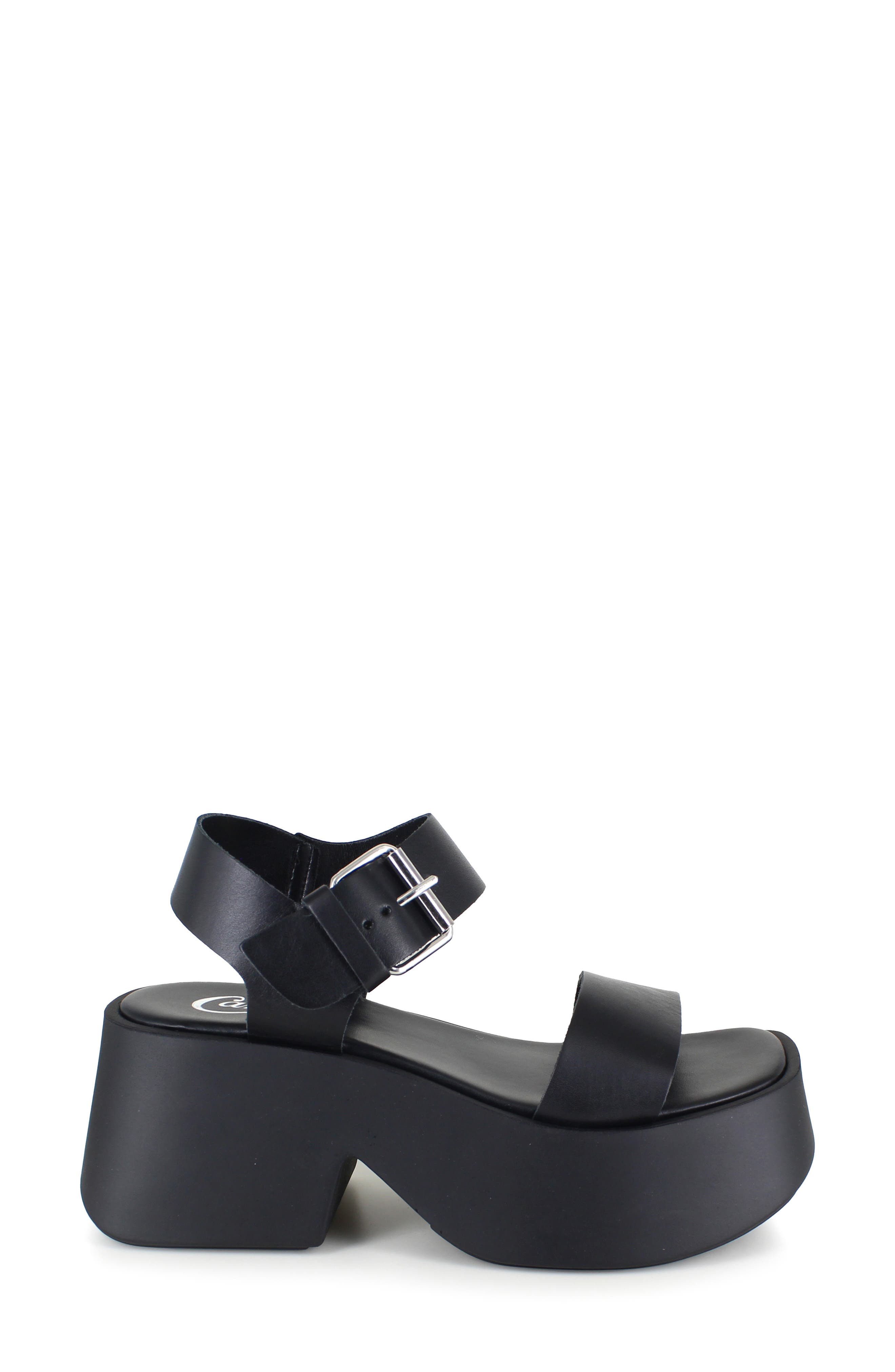 Candie's Leni Ankle Strap Platform Sandal, Alternate, color, Black Leather