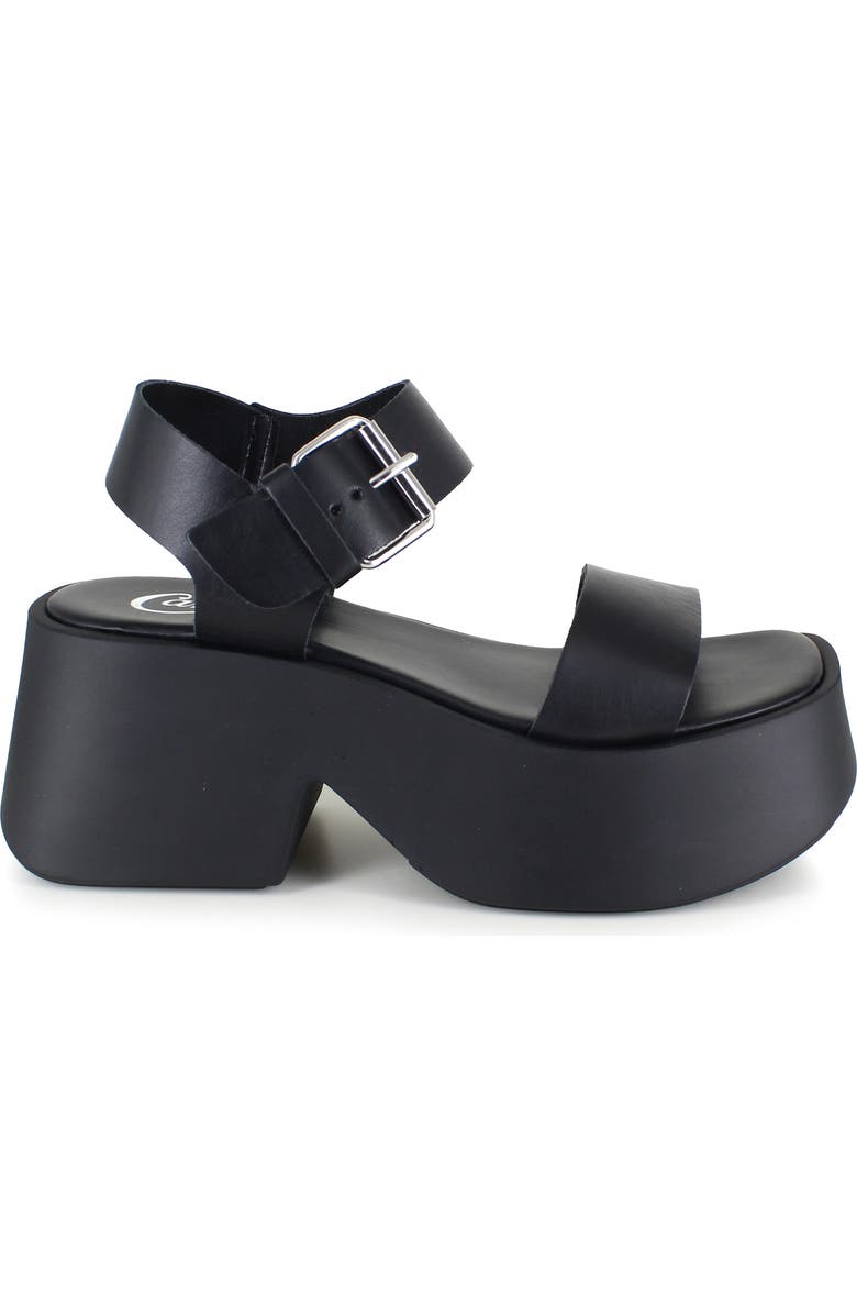 Candie's Leni Ankle Strap Platform Sandal, Alternate, color, Black Leather