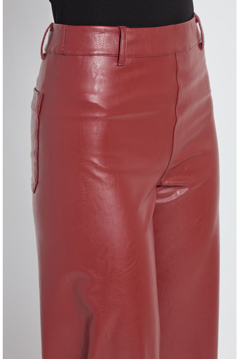 High Waist Faux Leather Wide Leg Pants, Alternate, color, BURNT MAHOGANY