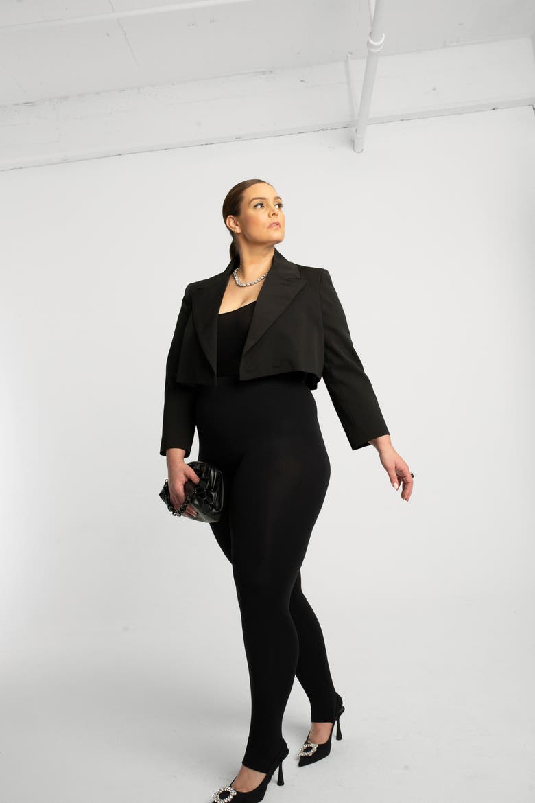 Crop Blazer, Alternate, color, Black