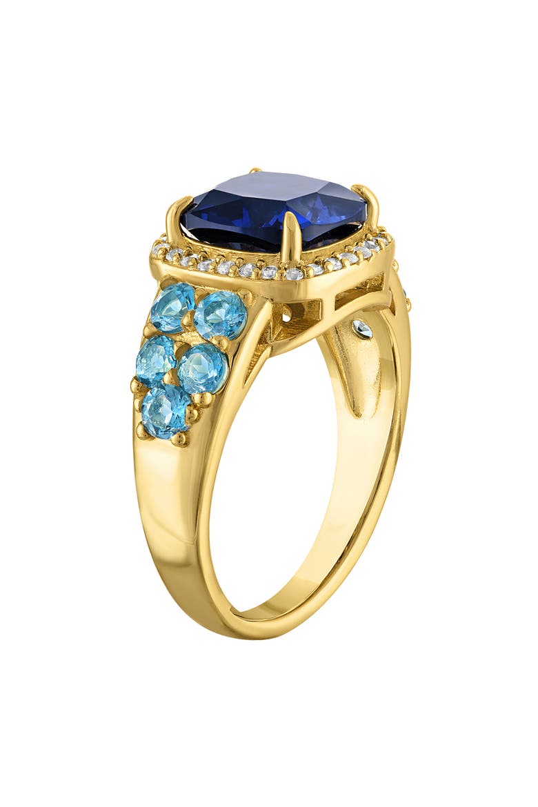 Cushion Cut Created Sapphire Halo Ring, Alternate, color, YELLOW
