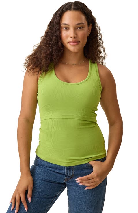 Maternity Ribbed Scoop Neck Nursing Tank