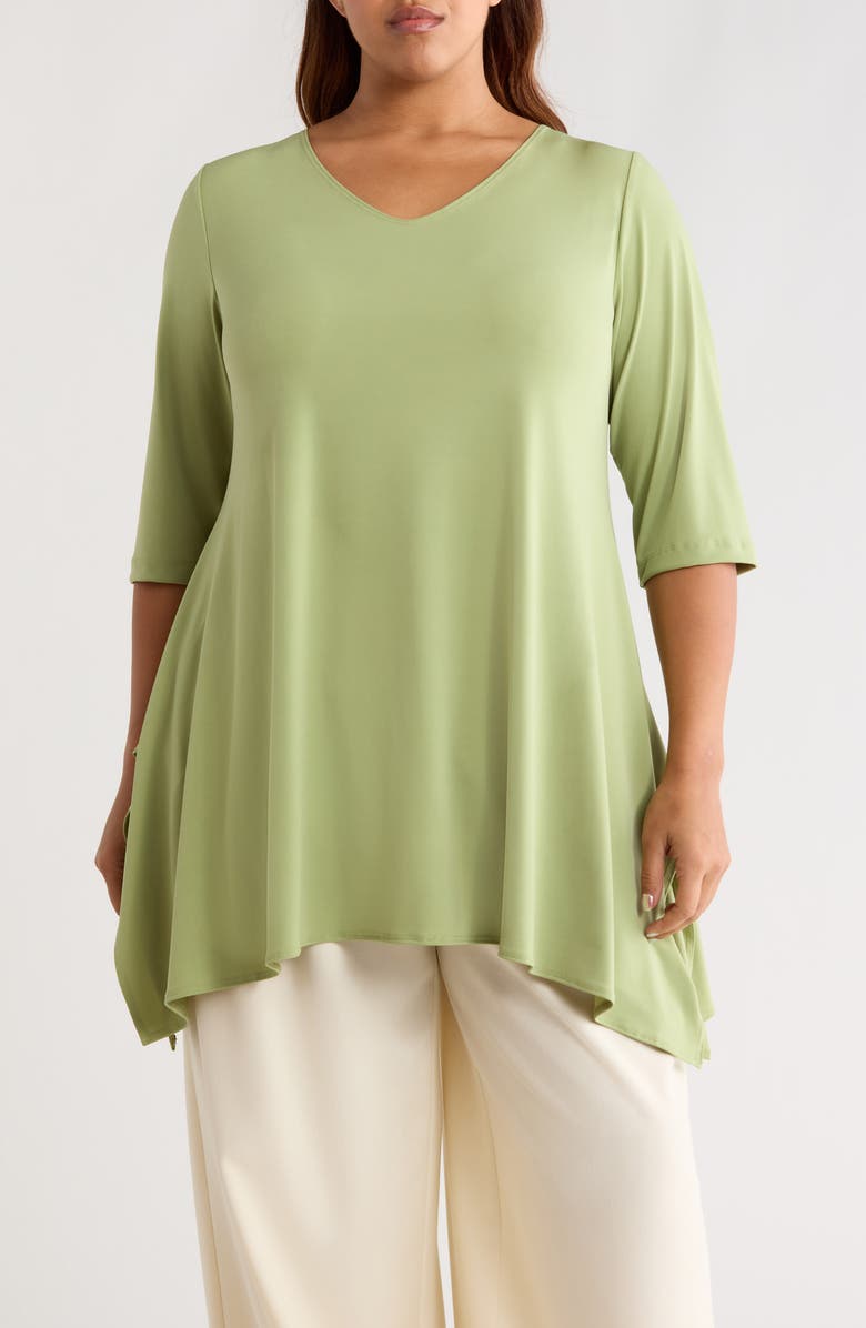 Vikki Vi Handkerchief Hem Tunic Top, Main, color, Pistachio