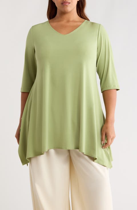 Handkerchief Hem Tunic Top (Plus)