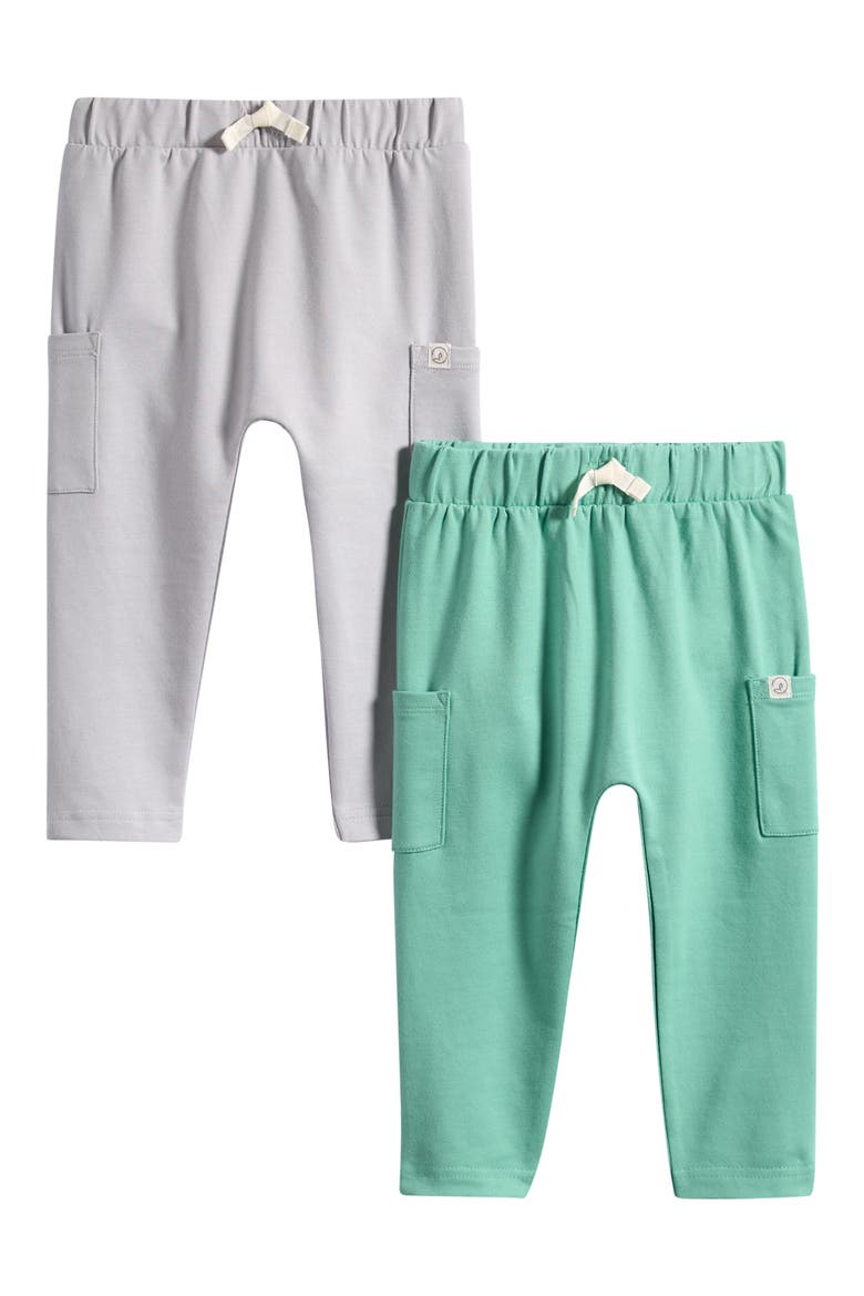 2-Pack Assorted Stretch Organic Cotton Pants, Main, color, GREEN GREY