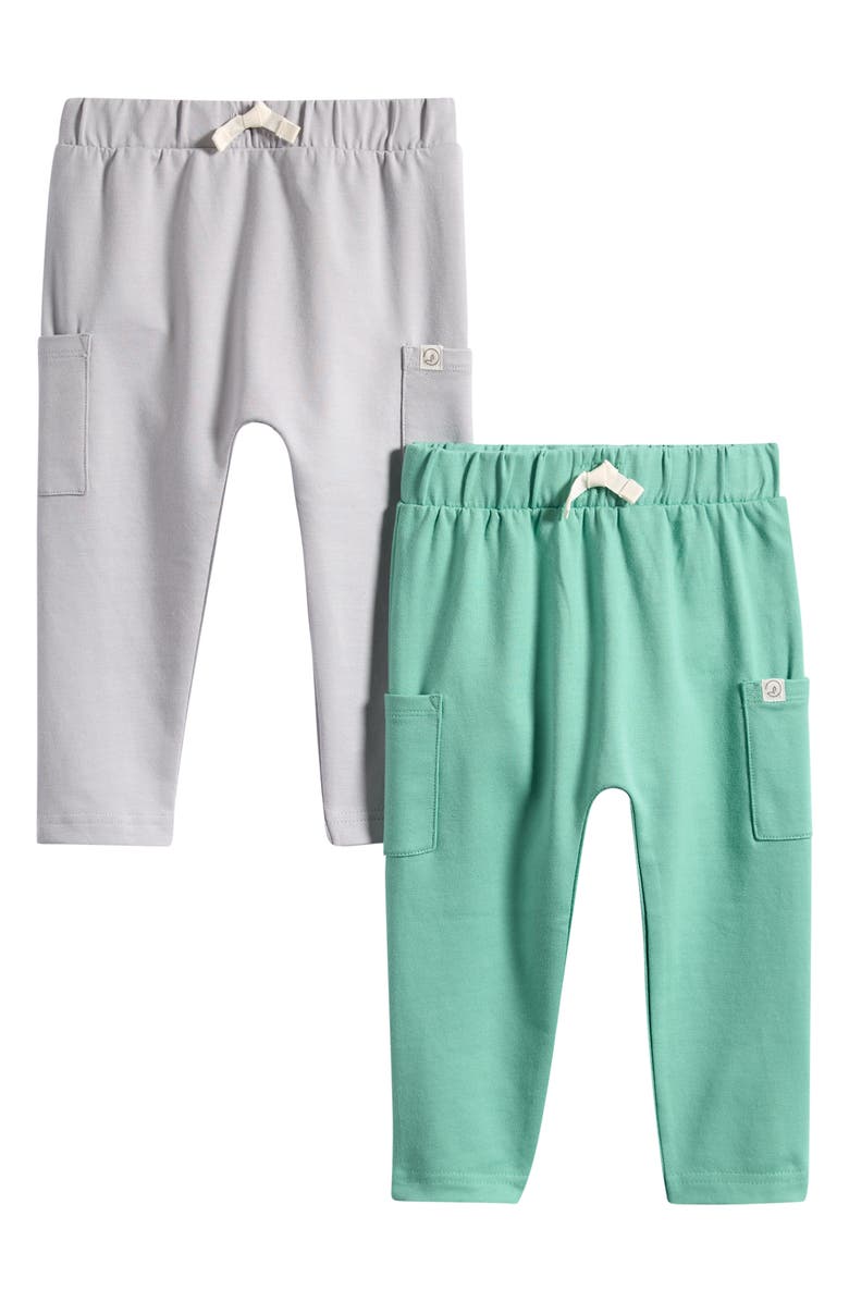Little Planet 2-Pack Assorted Stretch Organic Cotton Pants, Main, color, Green Grey